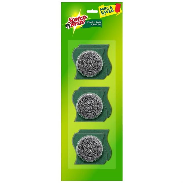 SCOTCH BRITE STAINLESS STEEL SCRUB 3PC