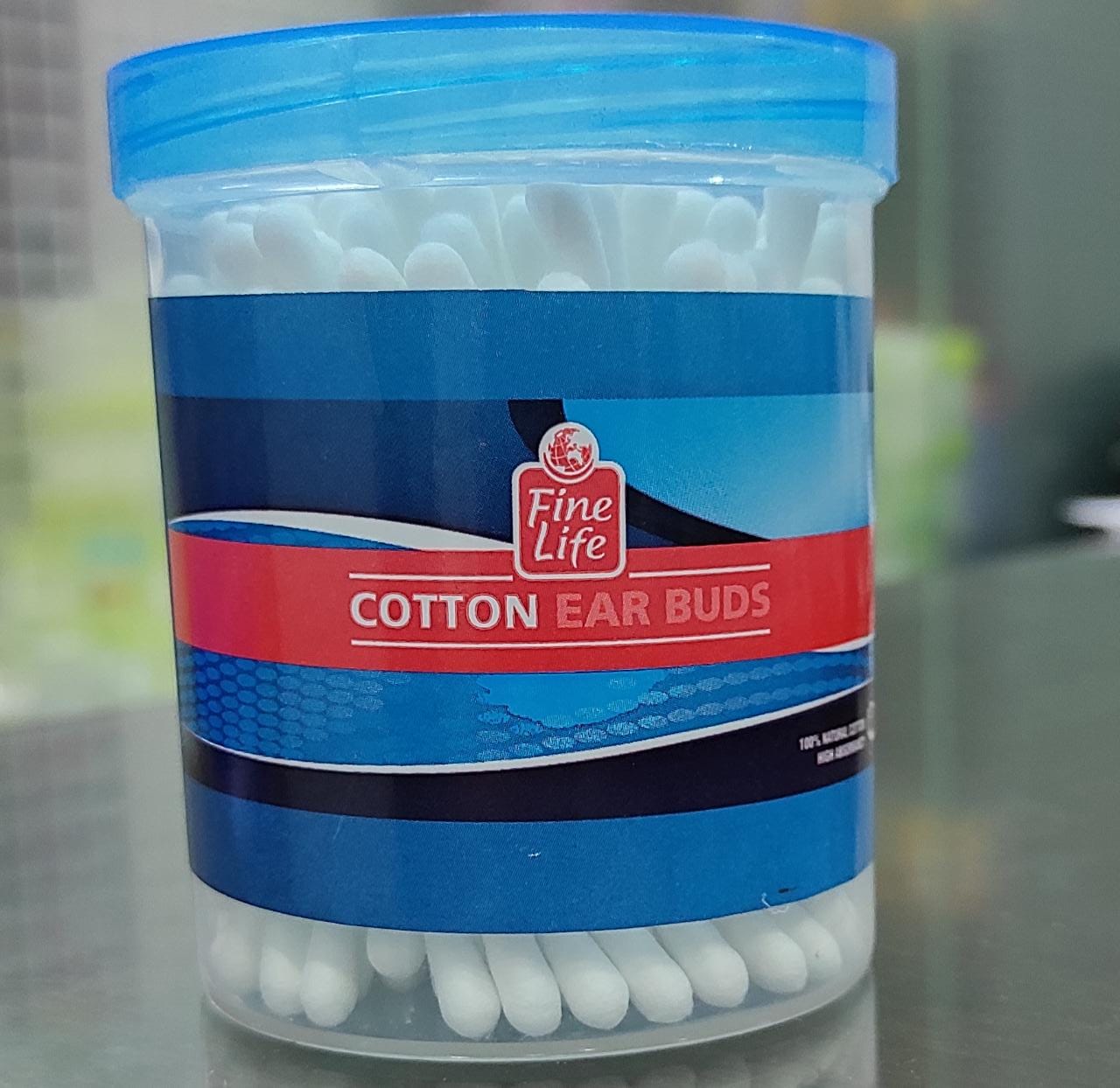 FINE LIFE COTTON BUDS PLASTIC JAR 100PC