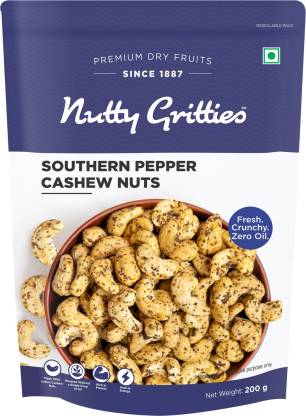 NUTTY GRITTIES SOUTHERN PEPPER CASHEW NUTS 188GM
